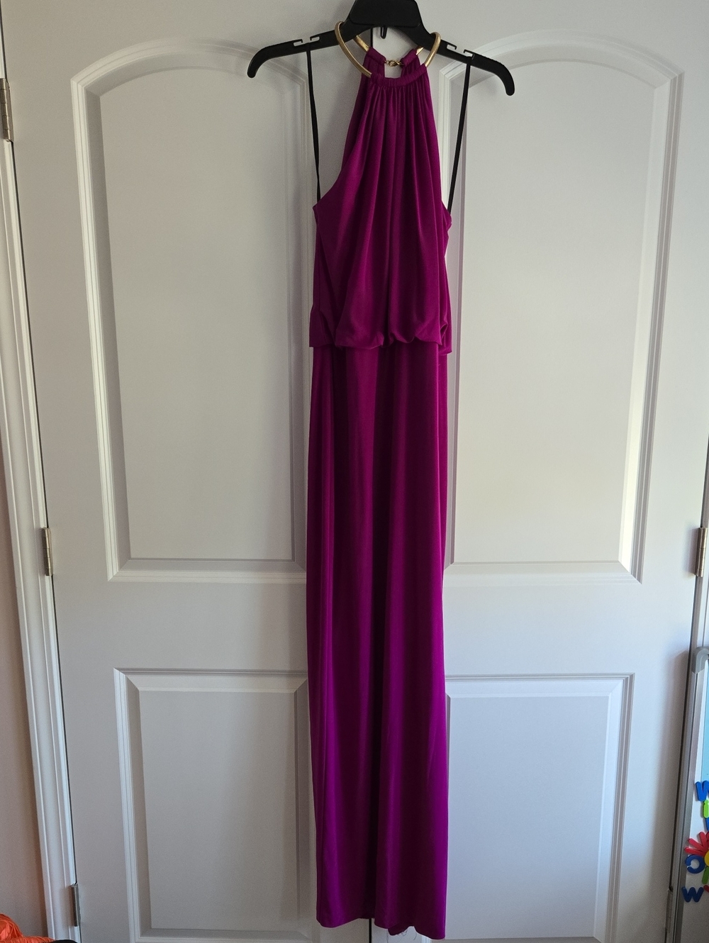Xscape Halter Maxi Dress in Magenta